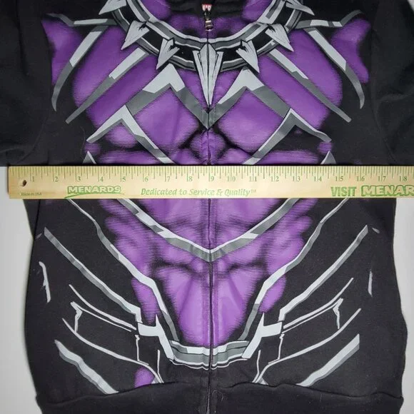 Marvel Black Panther Youth Black and Purple Hooded Jacket Size Medium 10/12 - Picture 10 of 13